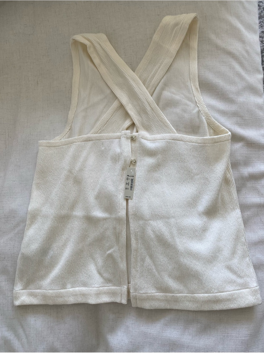 Madewell Ribbed Cross-Back Top in Cream